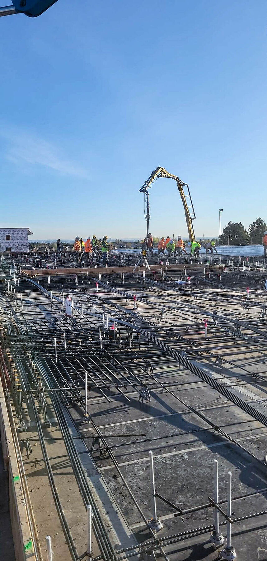 Our pump truck in action on a complicated pour