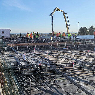 Our pump truck in action on a complicated pour