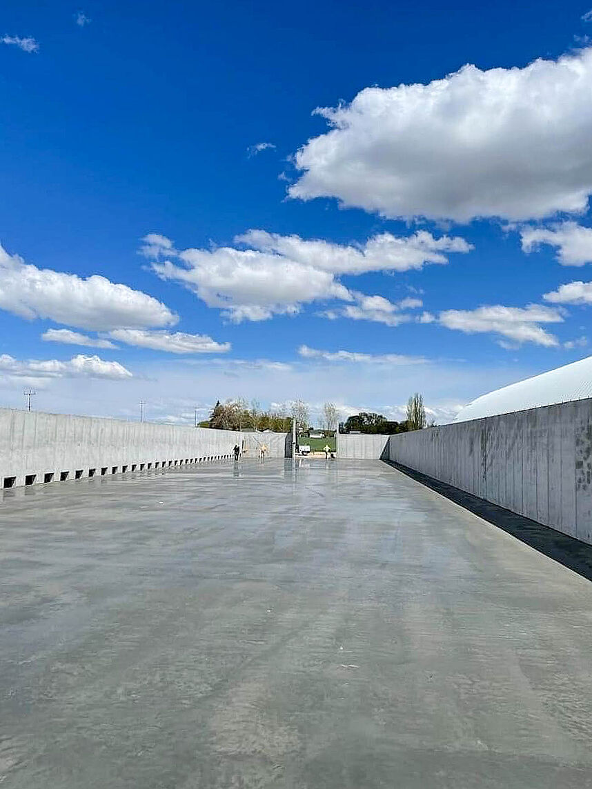 Concrete walls on a potato/onion storage shed