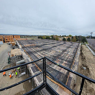 Post tensioning rebar on large commercial concrete job