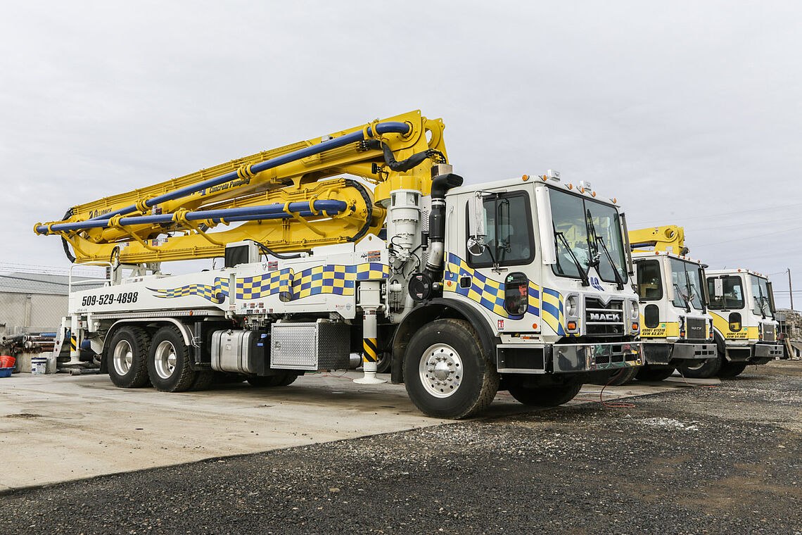 Concrete pump trucks ready to pour your concrete