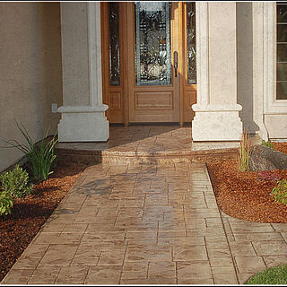 Stamped and colored concrete entryway