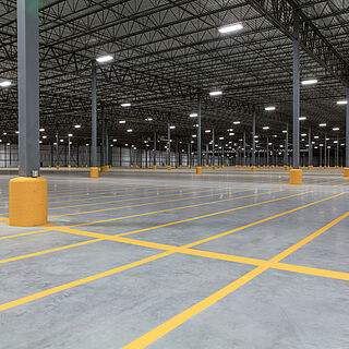 Large commercial warehouse concrete slab