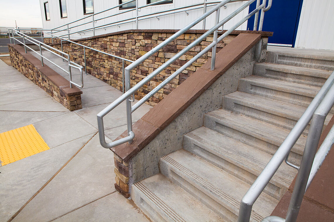 Commercial concrete ADA-compliant steps/stairs and ramp
